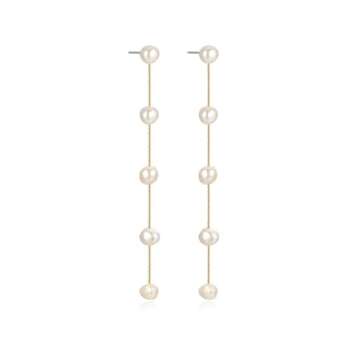 Ettika Gold Earrings For Women. Pearl Earrings, Dripping with White Pearls Delicate Drop Earrings. Jewelry, 18k Gold Plated