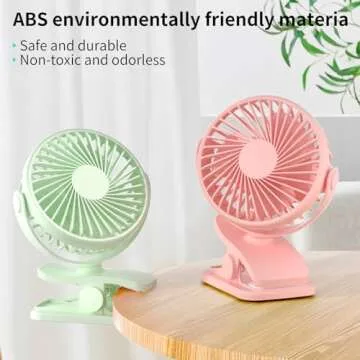 BDXXJ Portable Clip on Fan, 360° Rotate Battery Operated Stroller Fan, 3 Speed Quiet Mini Personal Desk Fan, USB Rechargeable Clooing Fan for Outdoor Camping Golf Cart Stroller Home Office Green