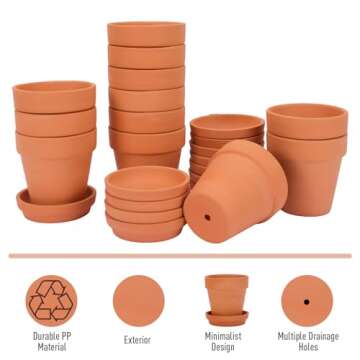 Nilos 12 Pack 3 Inches Clay Pots for Plants, Terracotta Pots, Mini Plant Pots for Succulent Display,...