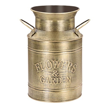 Gold Vintage Metal Flower Vase, 8.5" Handcrafted Decor