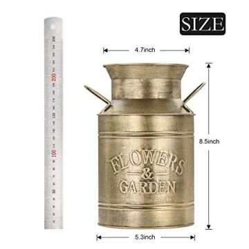 Gold Vintage Metal Flower Vase, 8.5" Handcrafted Decor