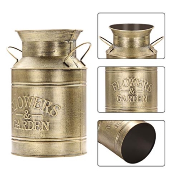 Gold Vintage Metal Flower Vase, 8.5" Handcrafted Decor