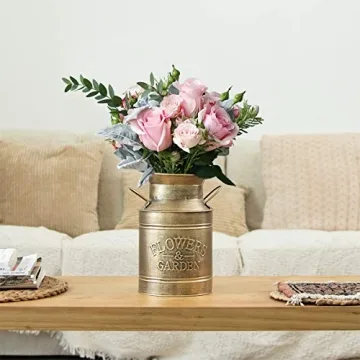 Gold Vintage Metal Flower Vase, 8.5" Handcrafted Decor