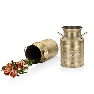 Gold Vintage Metal Flower Vase, 8.5" Handcrafted Decor