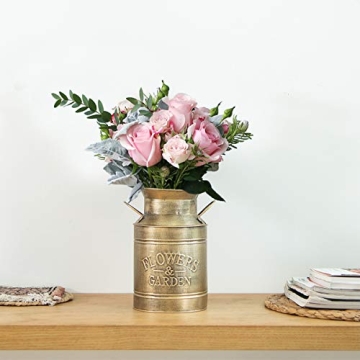 Gold Vintage Metal Flower Vase, 8.5" Handcrafted Decor