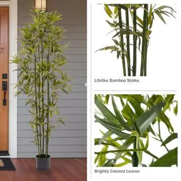Artificial Bamboo Tree - 6FT Fake Plant with Adjustable Leaves and Pot - Faux Plants Indoor for Home, Restaurant, or Office Décor by Pure Garden