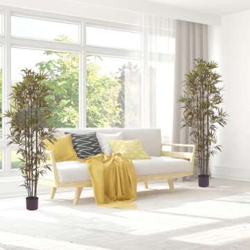 Artificial Bamboo Tree - 6FT Fake Plant with Adjustable Leaves and Pot - Faux Plants Indoor for Home, Restaurant, or Office Décor by Pure Garden