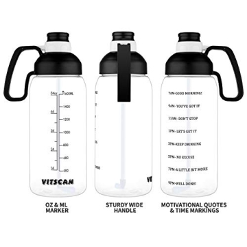 64 OZ Motivational Water Bottle with Straw and Handle