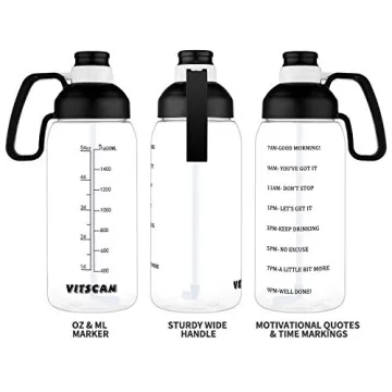 64 OZ Motivational Water Bottle with Straw and Handle