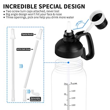 64 OZ Motivational Water Bottle with Straw and Handle