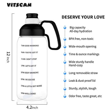 64 OZ Motivational Water Bottle with Straw and Handle