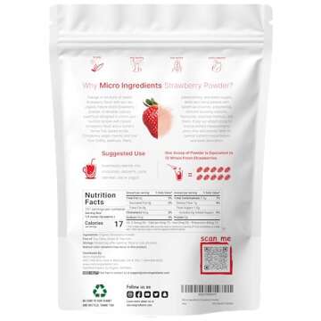 Organic Strawberry Powder, 1 Lb | 100% Natural Fruit Powder | Freeze-Dried Strawberries Source | No ...