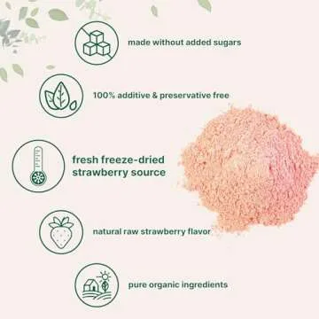 Organic Strawberry Powder, 1 Lb | 100% Natural Fruit Powder | Freeze-Dried Strawberries Source | No Sugar & Additives | Great Flavor for Drinks, Smoothie, & Beverages | Non-GMO & Vegan Friendly