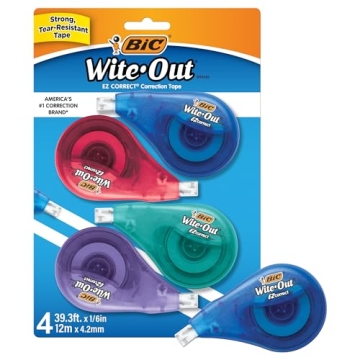 BIC White-Out EZ Correct Correction Tape 39.3 Feet 4-Pack