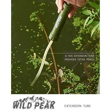 Wild Peak Stay Alive-2 Outdoor Activated Carbon 4000 Liter Water Filter Emergency Straw with Compass, Whistle, Signal Mirror, Carabiner for Survival, Camping, Hiking, Climbing, Backpacking (2-Pack)