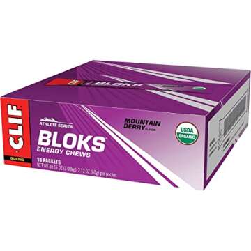 CLIF BLOKS - Mountain Berry Flavor - Energy Chews - Non-GMO - Plant Based - Fast Fuel for Cycling and Running - Quick Carbohydrates and Electrolytes - 2.12 oz. (18 Count)