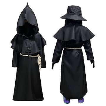 Wakejoy Plague Doctor Costume for Kids - 7 in 1 Halloween Set