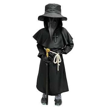 Wakejoy Plague Doctor Costume for Kids - 7 in 1 Halloween Set