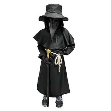 Wakejoy Plague Doctor Costume for Kids - 7 in 1 Halloween Set