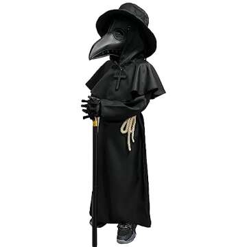 Wakejoy Plague Doctor Costume for Kids - 7 in 1 Halloween Set
