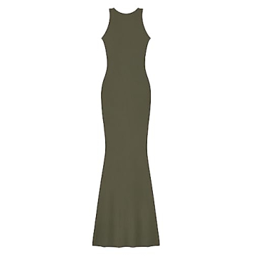 REORIA Women's Elegant Halter Neck Maxi Dress in Army Green