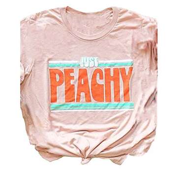 Kfulemai Women's Just Peachy Graphic Tees: Cute, Comfortable, Casual T-Shirts