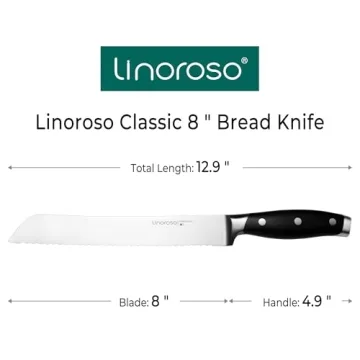 Linoroso 8" Serrated Bread Knife with Elegant Gift Box