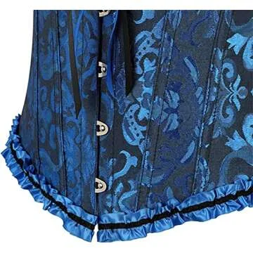 HNGHOU Women's Plus Size Corset Bustier Lace Up Overbust Bustier Lingerie Bodyshaper Tops Black Blue,Medium