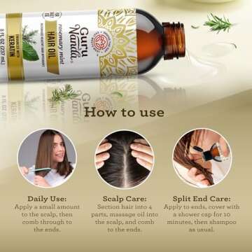 GuruNanda Rosemary Mint for Hair Growth with Keratin & Vitamin E Oil - Encourages Scalp, Shine & Hair Strengthening- 100% Natural, Cruelty-Free, 8oz