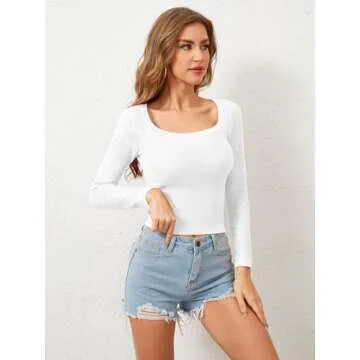 Loafawes Long Sleeve Square Neck Sweater for Women