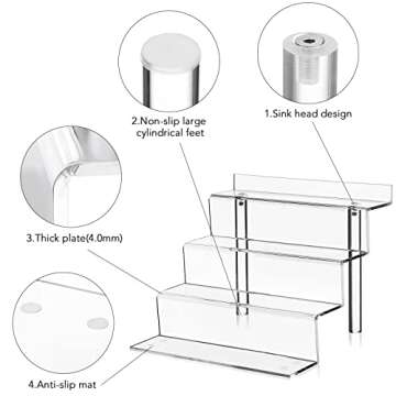 YIDITTHOPE 9 Inch Acrylic Shelf, 4 Tier Perfume Organizer and Cologne Organizer, Funko POP Shelves Tiered Riser Display Stand, Acrylic Display for Decoration and Organizer