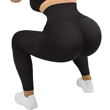 MOOSLOVER Women Corset High Waisted Leggings with Pockets Tummy Control Body Shaper Yoga Pants(L,Black)