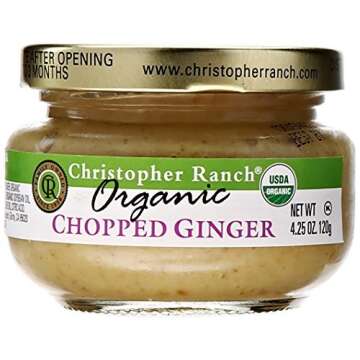 Christopher Ranch Organic Chopped Ginger | USDA Organic | Fresh, Ready-to-Use Ginger | No Peeling or...