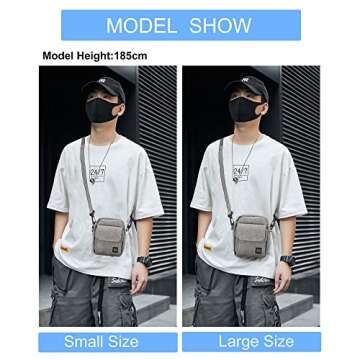 Grey Small Side Shoulder Bag Crossbody Bag for Men Women Mini Messenger Bag Satchel Bag Travel Purse...