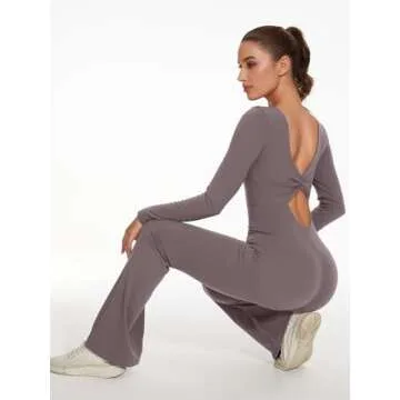 Stylish Wenlia Women's Workout Flare Jumpsuit for Active Women