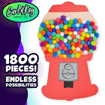Vibrant 1800 Pieces Mini Pom Poms for Kids Craft