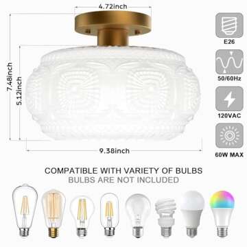 OYKYOHEI Semi Flush Mount Ceiling Light Fixture