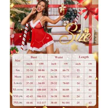RSLOVE Womens Sexy Christmas Lingerie Red Santa Babydoll Lace Chemises Sleepwear Red L