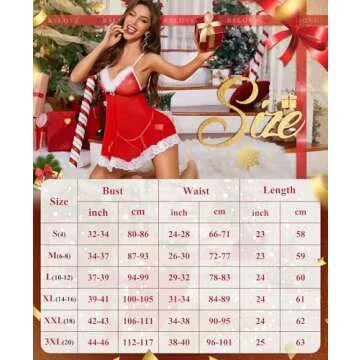 RSLOVE Womens Sexy Christmas Lingerie Red Santa Babydoll Lace Chemises Sleepwear Red L
