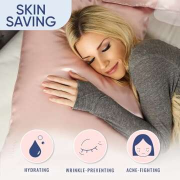 Blissy Silk Pillowcase - 100% Pure Mulberry Silk - 22 Momme 6A High-Grade Fibers - Silk Pillow Cover for Hair & Skin - Regular, Queen & King with Hidden Zipper (Standard, Pink)