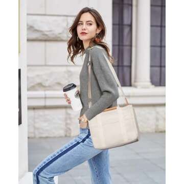 ABOUME Canvas Tote Bag with Multi-Pocket for Women Large Capacity Crossbody Shoulder Handbag Everyth...
