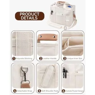 ABOUME Multi-Pocket Canvas Tote Bag for Women