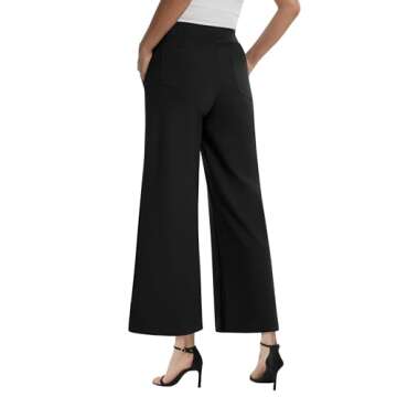 AFITNE Women's Wide Leg Yoga Dress Pants High Waist Pull On Stretchy Work Pants Business Casual Loun...