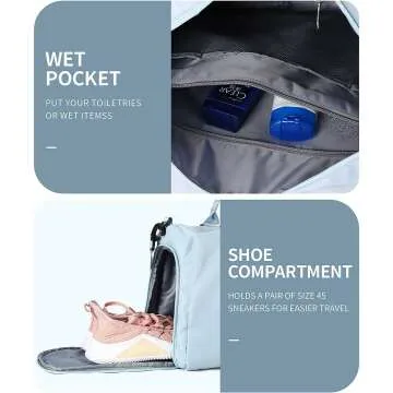 Travel Duffel Bag with Shoe & Wet Compartment