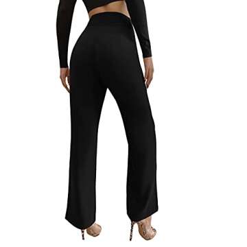 SweatyRocks Women's Elegant High Waist Solid Long Pants Office Trousers Solid Black L