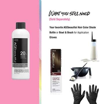 AGE beautiful 20 Volume Gentle Creme Hair Developer | For Permanent Hair Color Dyes, Toners, Lighteners | Professional Salon Coloring | Long Lasting Haircolor | 4 Fl Oz