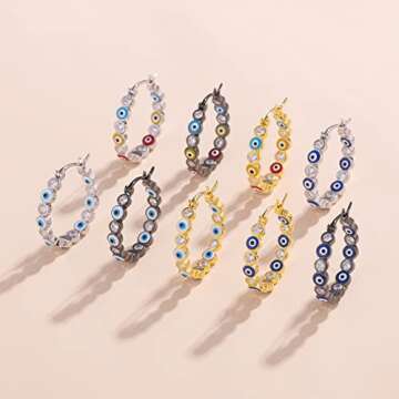 Evil Eye Hoop Earrings in Sterling Silver for Women