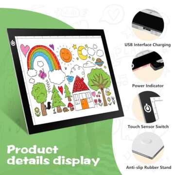 RTjoy A4 LED Light Tracing Box Pad, Adjustable 9x12 Inch USB Powered Artcraft Portable Light Copy Bo...