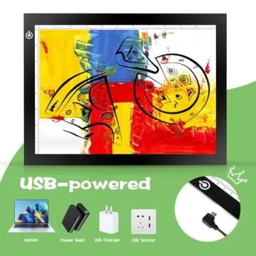 RTjoy A4 LED Light Tracing Box Pad, Adjustable 9x12 Inch USB Powered Artcraft Portable Light Copy Board for Tattoo Transferring Artists DIY Drawing Diamond Art Sketching