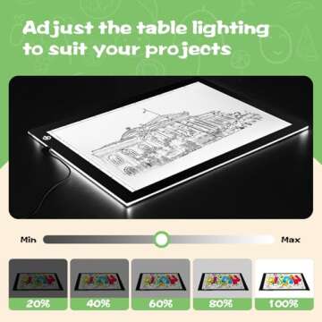 RTjoy A4 LED Light Tracing Box Pad, Adjustable 9x12 Inch USB Powered Artcraft Portable Light Copy Board for Tattoo Transferring Artists DIY Drawing Diamond Art Sketching